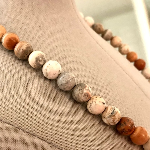 Modern Vintage Jasper Stone Bead Necklace - Picture 4 of 12